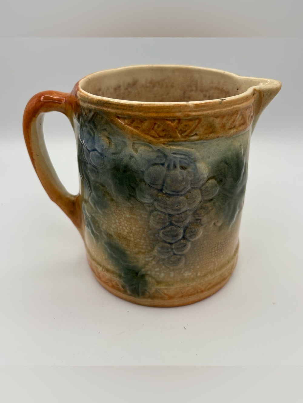 Antique Roseville Pottery Grape Vine Majolica Stoneware Pitcher 1900-1916 USA